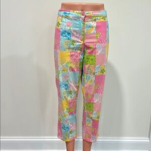 Lilly Pulitzer Vintage Colorful Patchwork Cropped Pants Size 4
